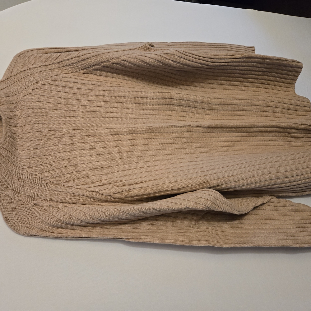 Beige Ribbed Knit Sweater